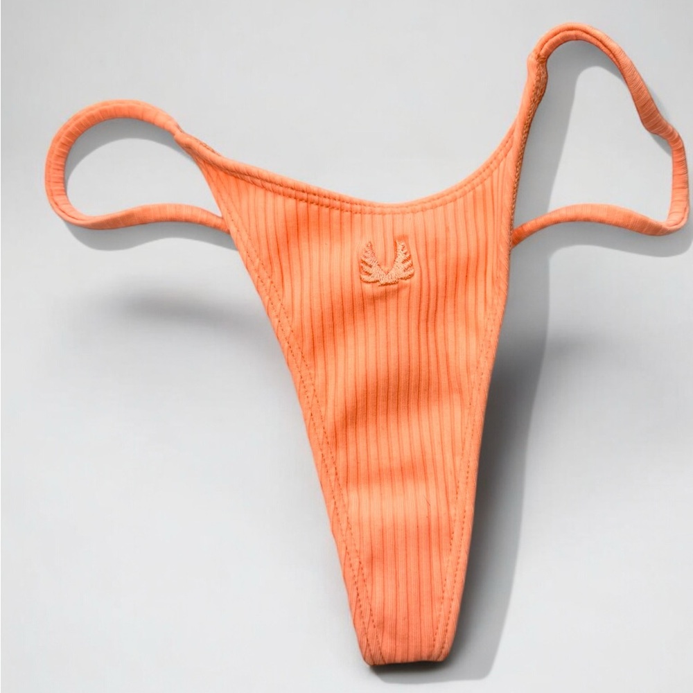 Minimale Animale Ribbed Thong Bikini Bottom Sunset Orange | Size S | NWOT | RARE